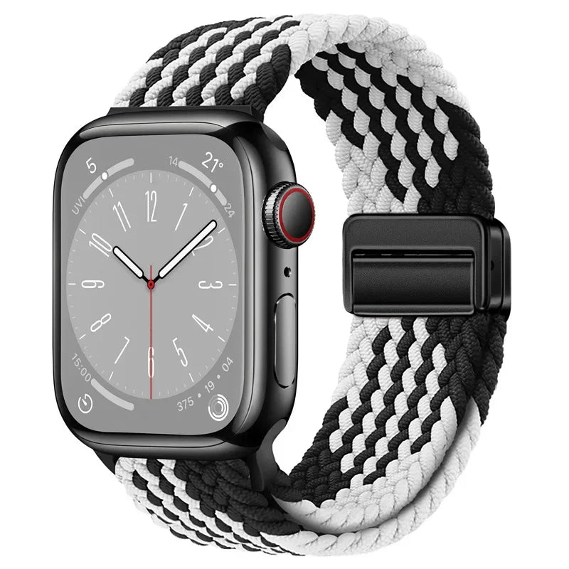 correa nailon trenzada negra blanca apple watch