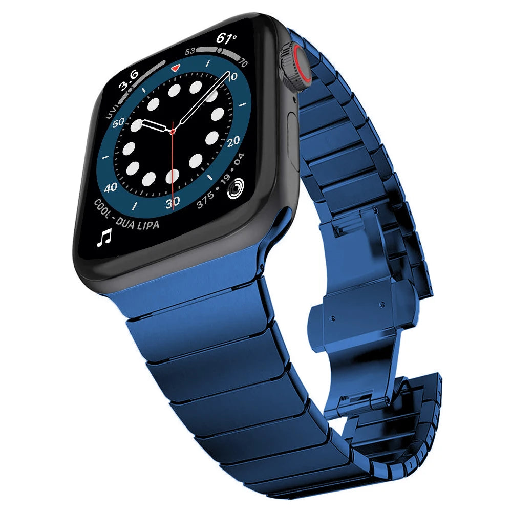 correa acero sin hueco azul apple watch