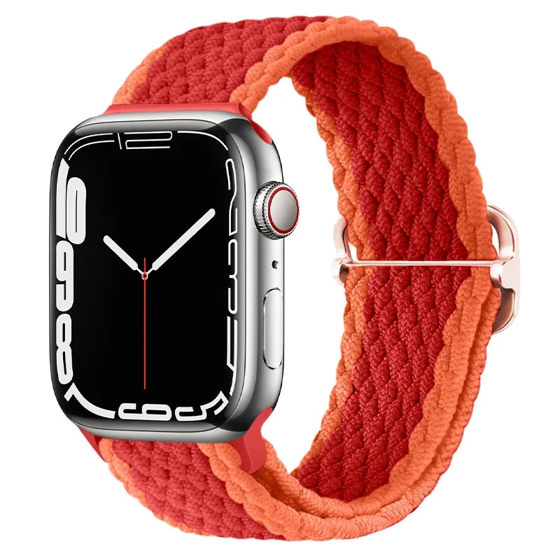 correa nailon trenzada rojo naranja apple watch