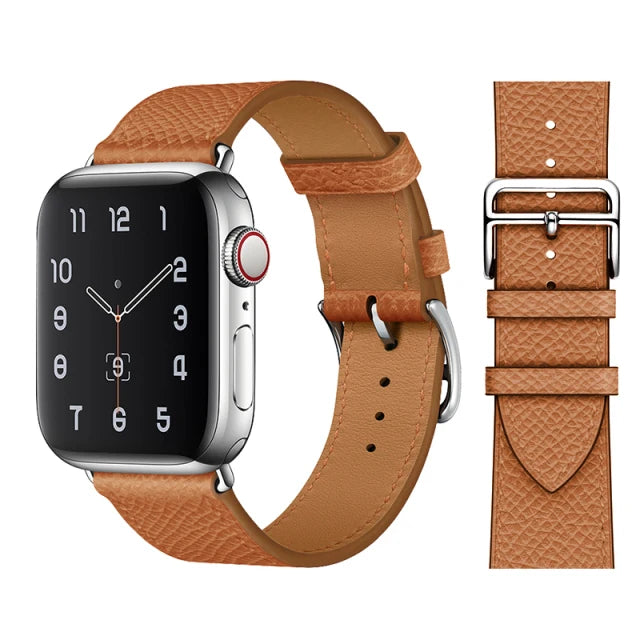 correa piel relieve camel apple watch