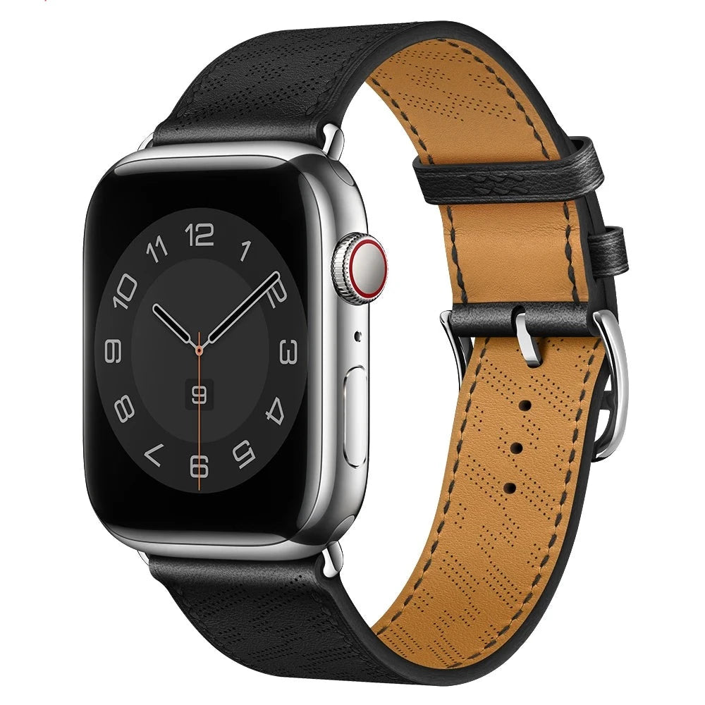 correa piel microperforada negra apple watch