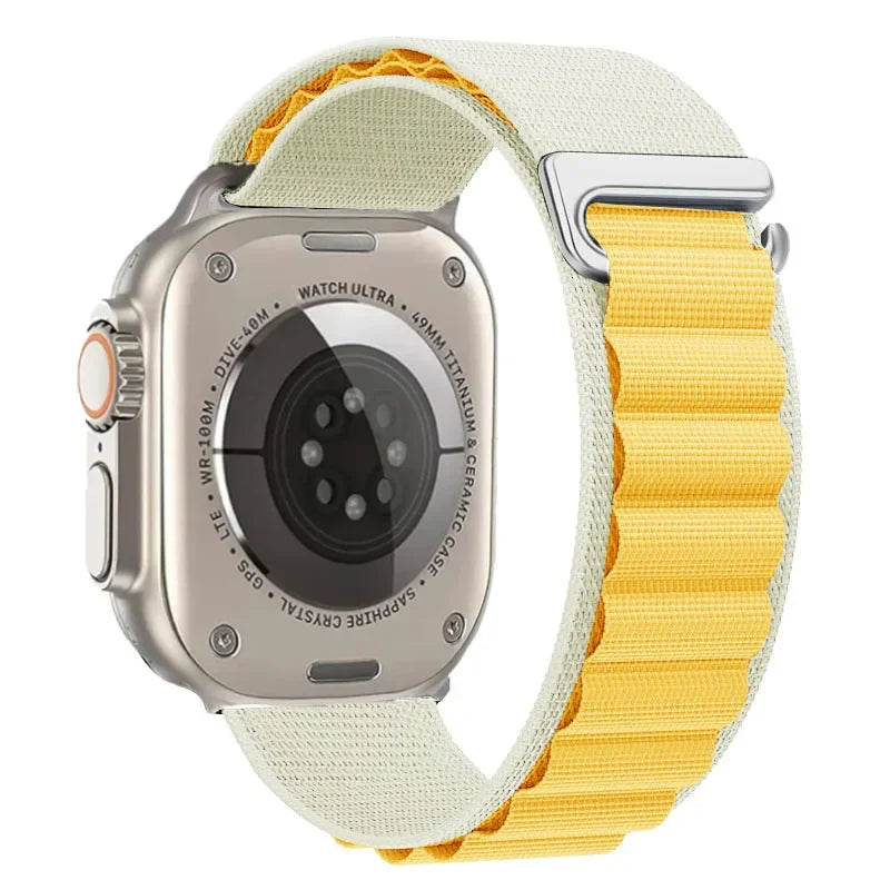 correa nailon alpina gris amarilla apple watch