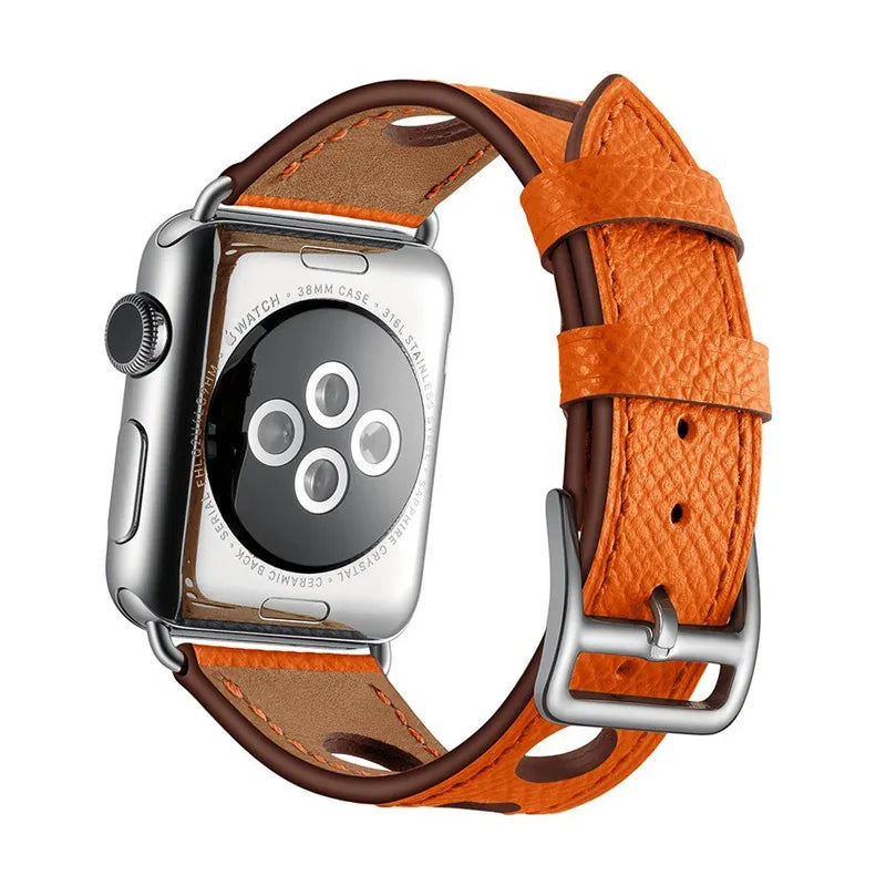 correa piel perforada naranja apple watch