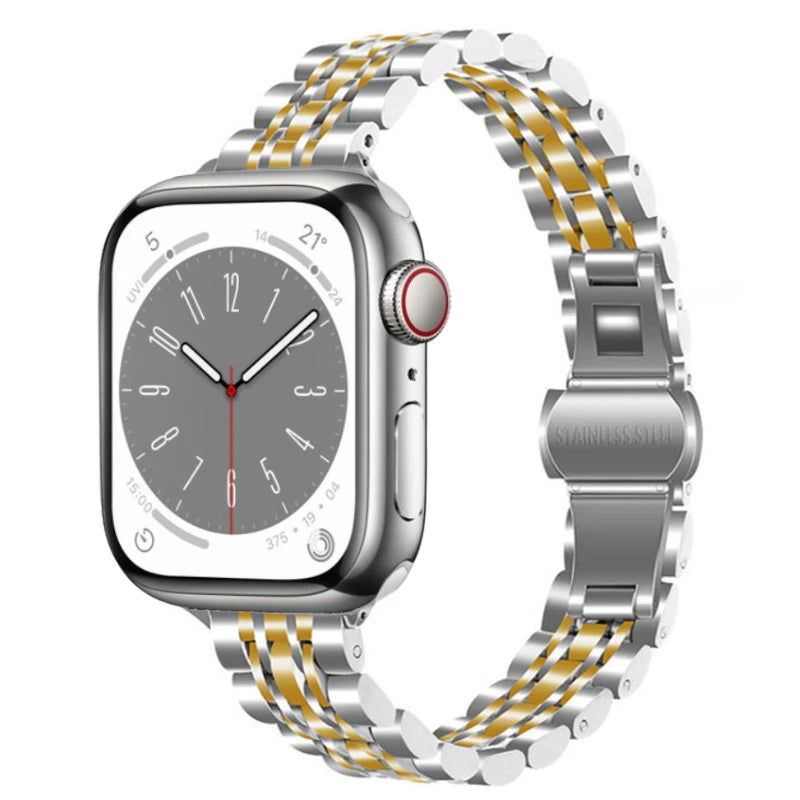 correa metal estrecha plata oro apple watch