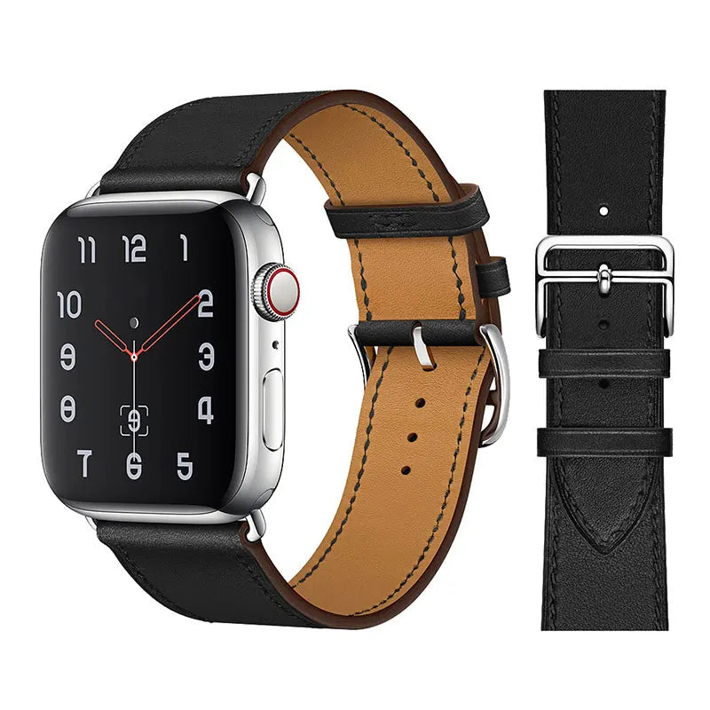 correa piel negra apple watch