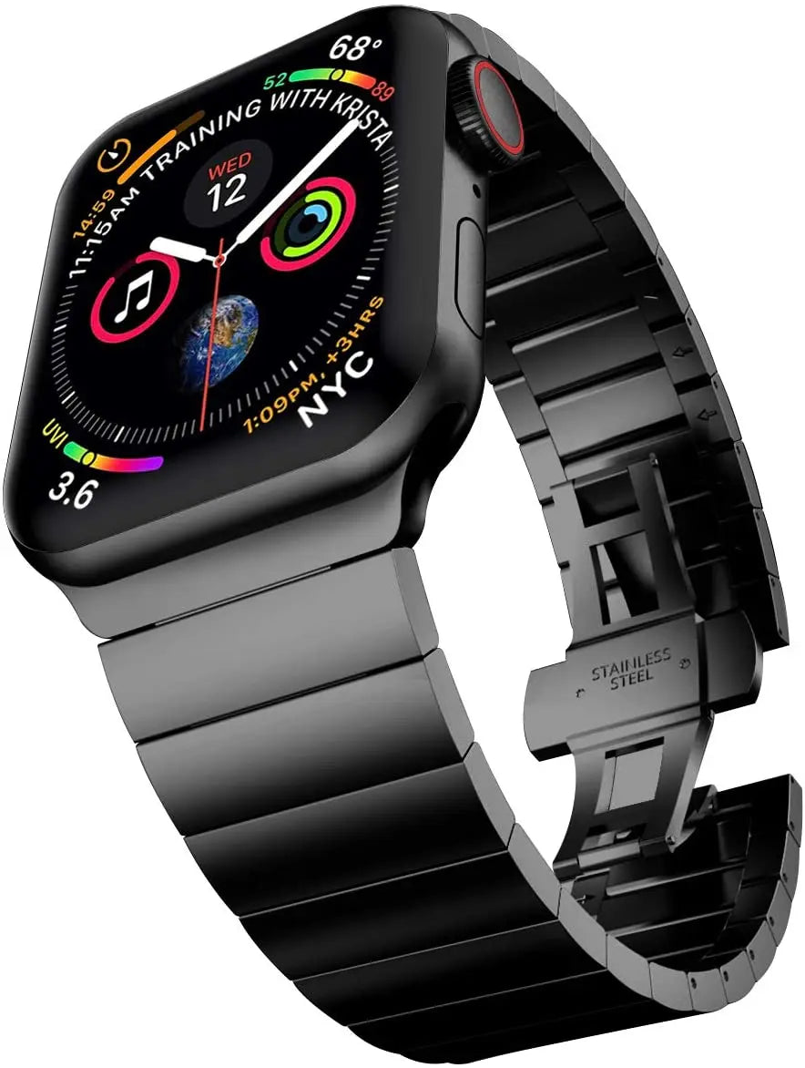 correa acero sin hueco negra apple watch