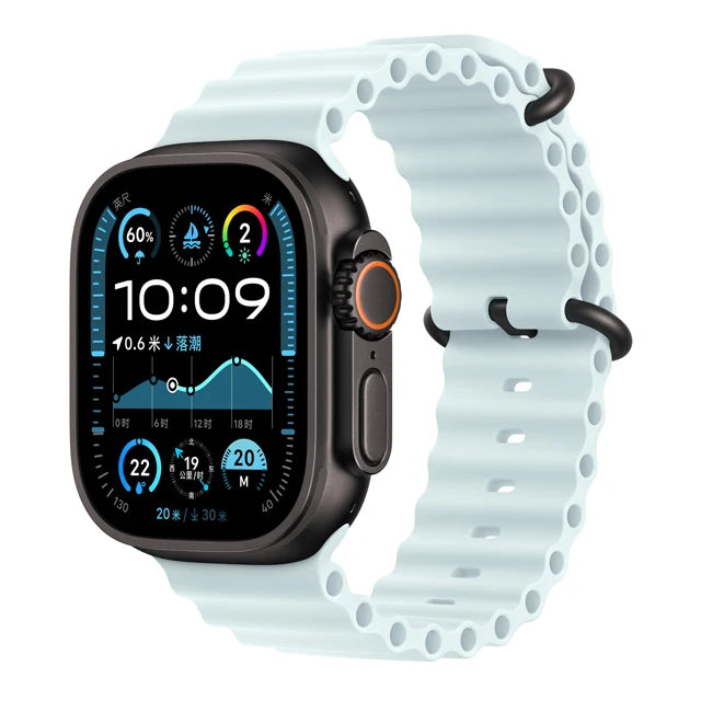 correa ocean apple watch azul claro hebilla negra