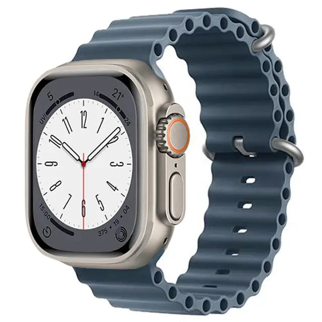 correa apple watch ultra ocean azul hebilla gris