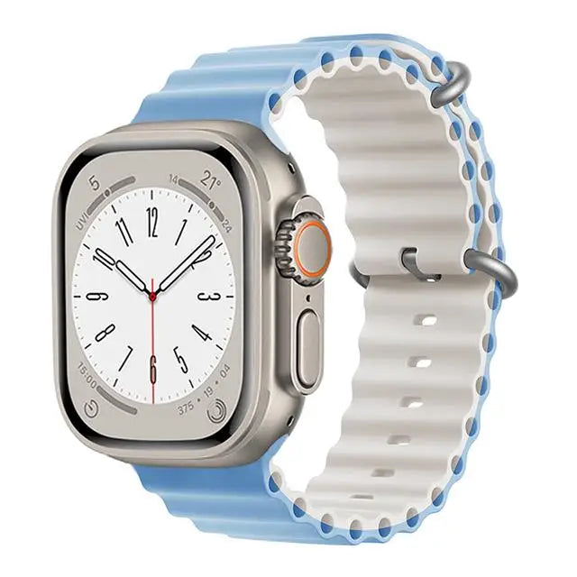 correa ocean apple watch ultra azul blanca