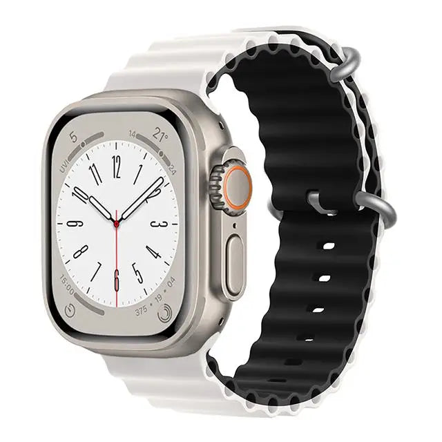 correa ocean apple watch silicona blanca negro