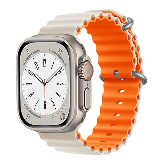 correa ocean apple watch ultra blanco naranja