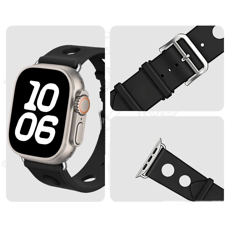 detalle correa apple watch scuba negra