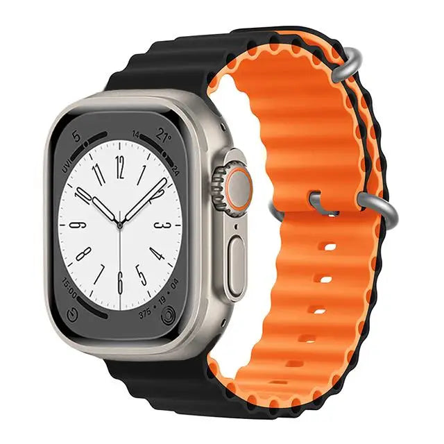 correa ocean apple watch negra naranja