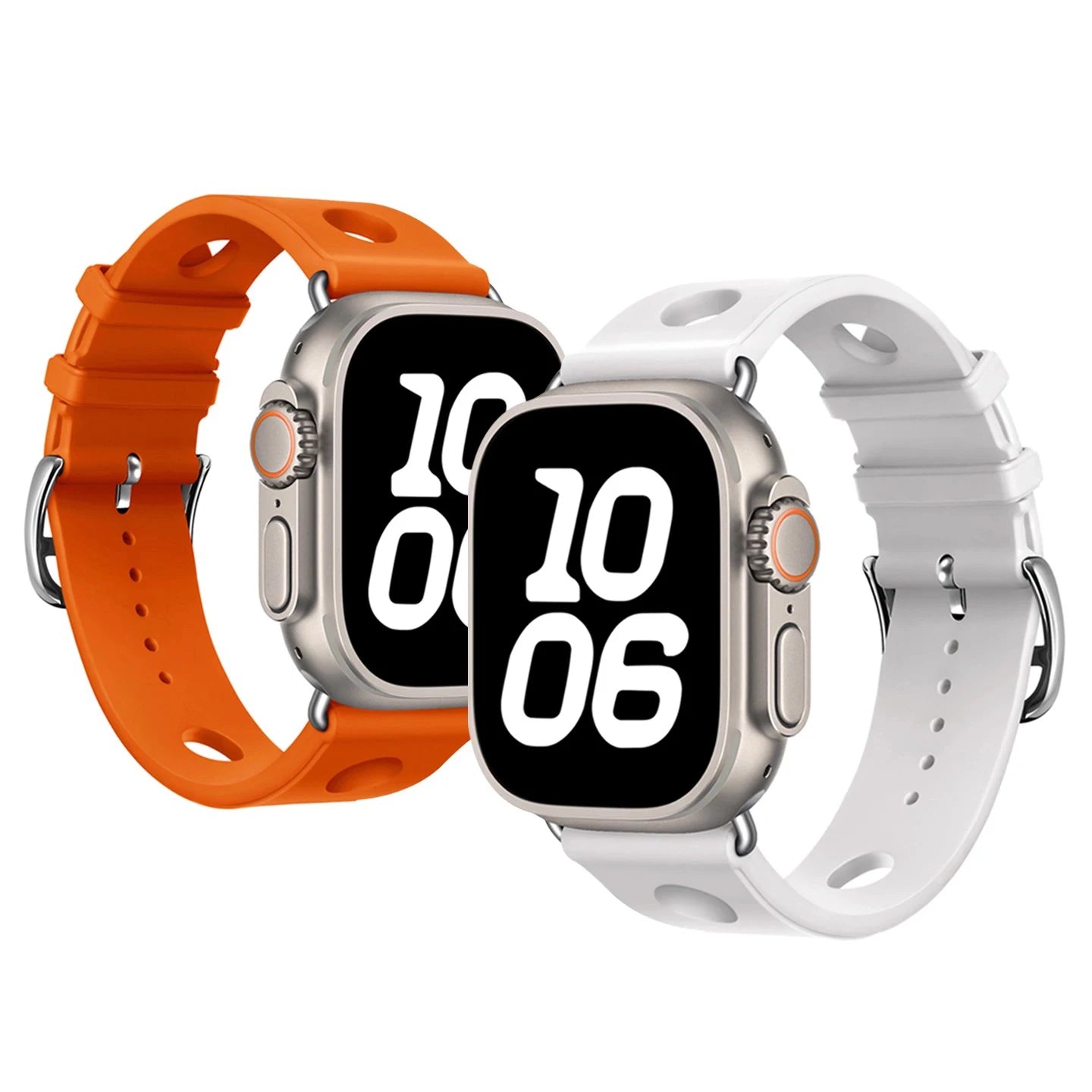 2 correas apple watch scuba blanca naranja